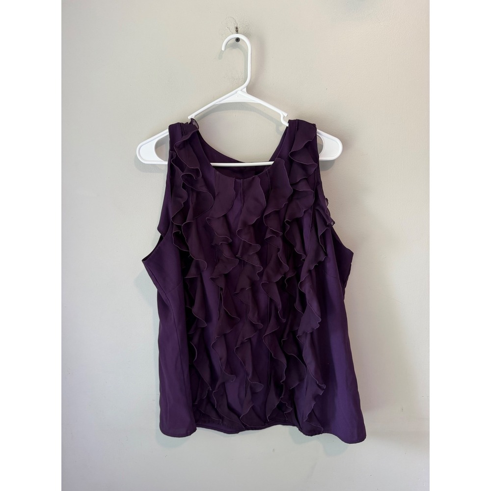 Cato Woman Purple Ruffle Front Sleeveless Blouse Keyhole Back 18/20W